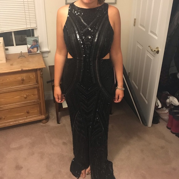 PARKER BLACK BEADED GOWN NWT - Picture 5 of 6